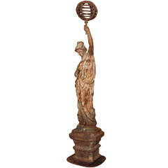 Antique French Cast Iron Figural Balustrade Finial