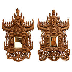 Paire de miroirs thaïlandais anciens