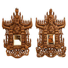 Pair Of Antique Thai Mirrors