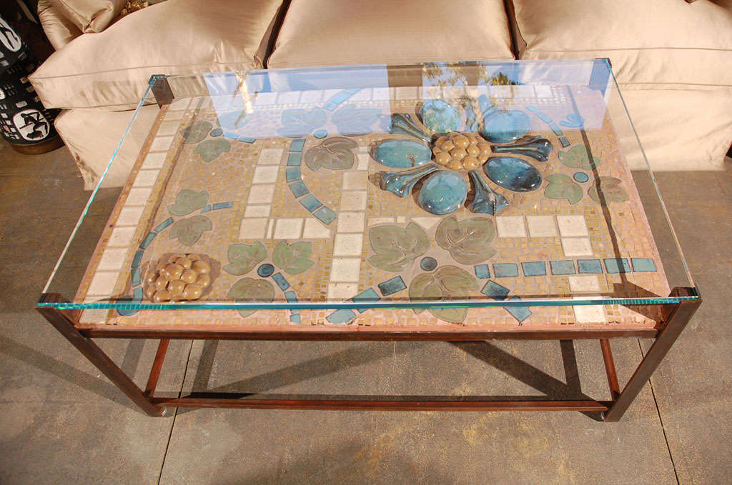 Table basse à panneaux de mosaïque ancienne