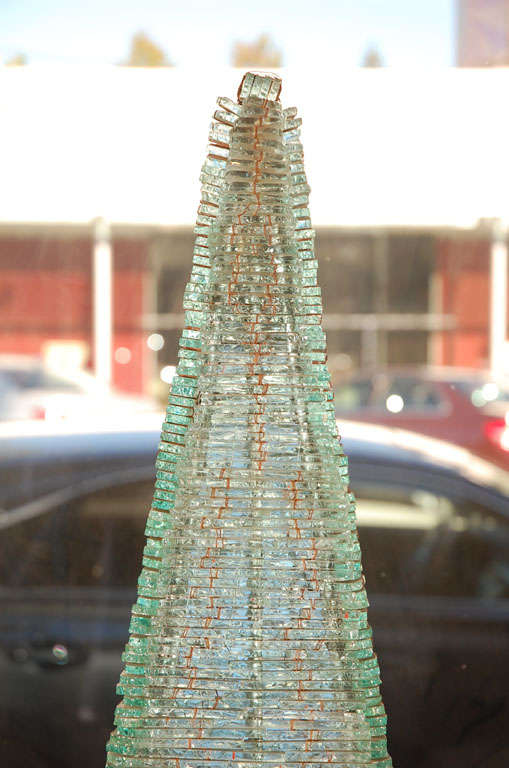 20th Century Pair Of Glass Pyramid Lamps
