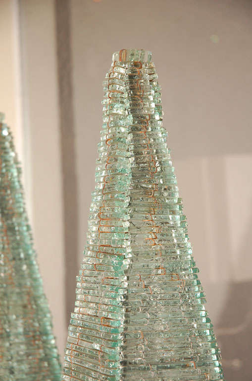 Pair Of Glass Pyramid Lamps 3