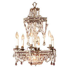 Antique Bronze And Crystal Chandelier