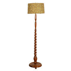 Antique Turned and Twist Wood Floor Lamp