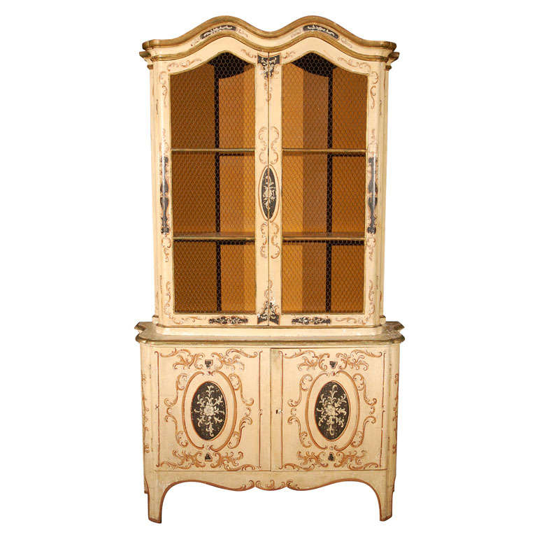 Vintage Hand Decorated Cabinet with Four Doors