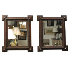 Pr  Antique Tramp Art Frames with Mirrors