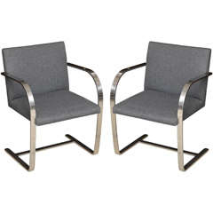 Pair of Brno Chrome Armchairs by Knoll