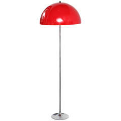 Danish Red Floor Lamp with Chrome Base