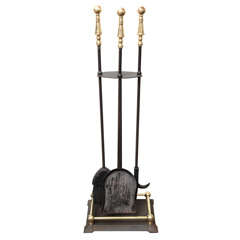 Brass & Black Metal Fireplace Tool Set 7