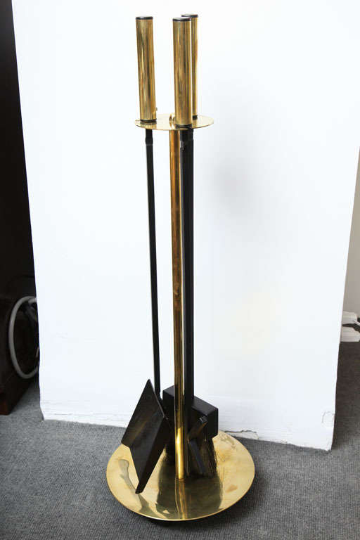 Minimalist Brass Fireplace Tool Set at 1stDibs