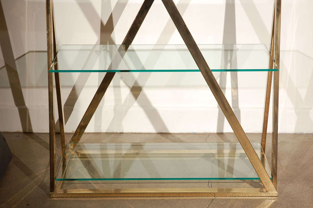 Italian Milo Baughman Style Very Chic Modern Brass Etagere