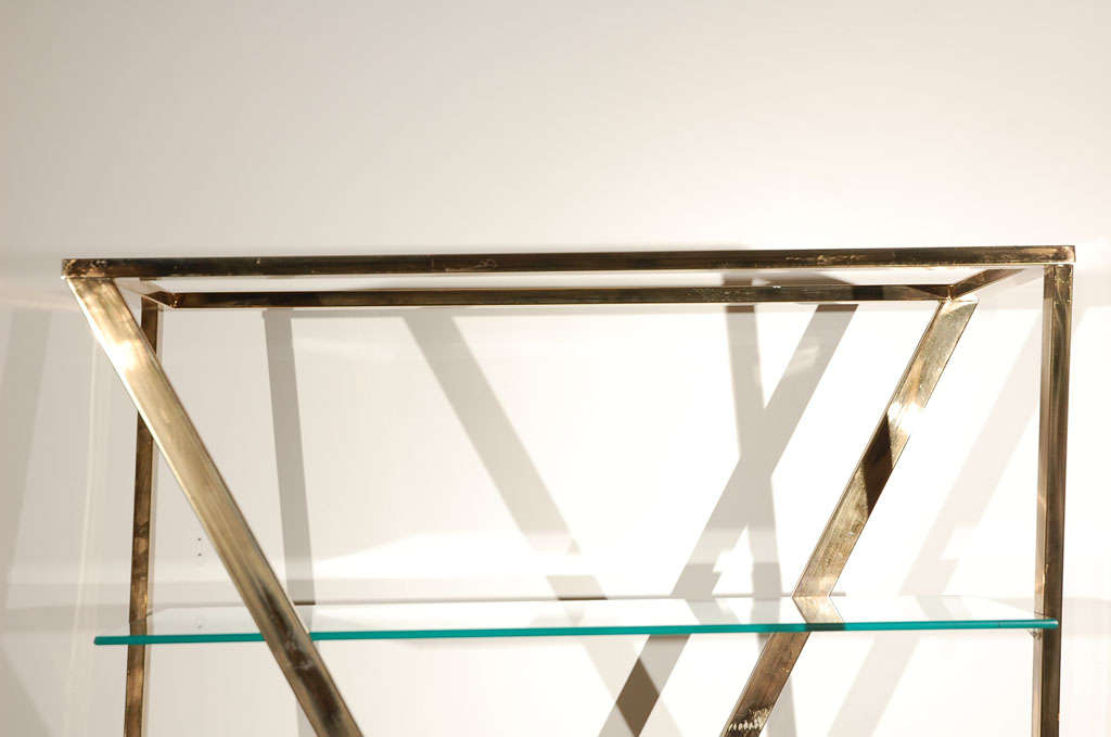 Milo Baughman Style Very Chic Modern Brass Etagere 1
