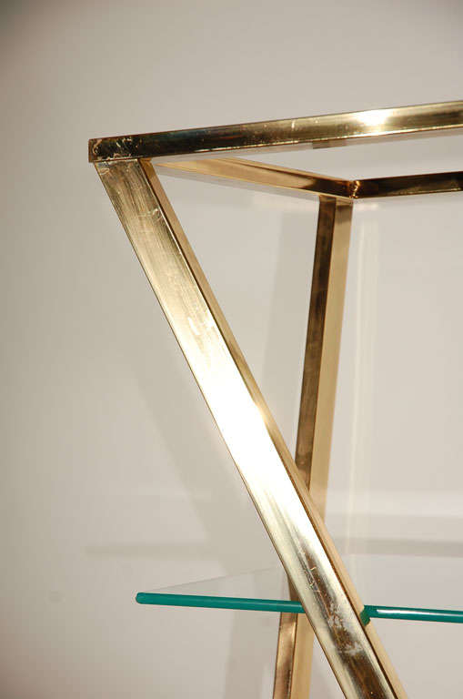 Milo Baughman Style Very Chic Modern Brass Etagere 2