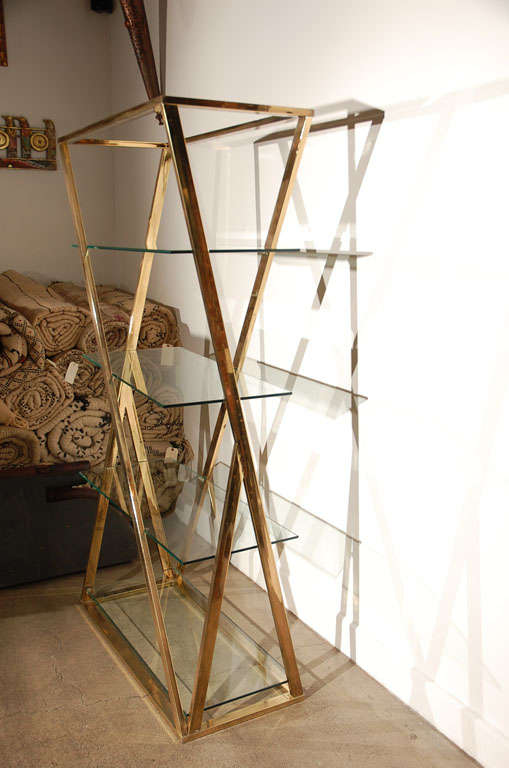 Milo Baughman Style Very Chic Modern Brass Etagere 3