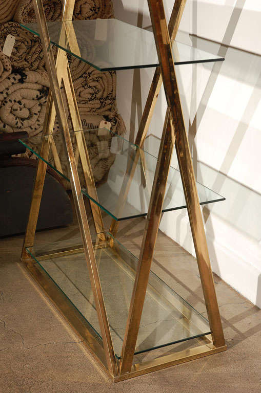 Milo Baughman Style Very Chic Modern Brass Etagere 4