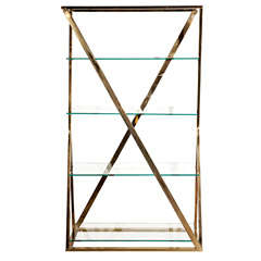 Milo Baughman Style Very Chic Modern Brass Etagere