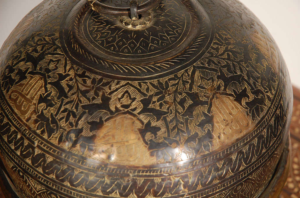Brass Decorative round Turkish Bronze Box with Lid