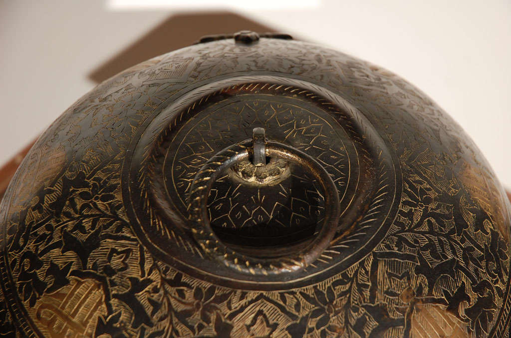 Decorative round Turkish Bronze Box with Lid 1