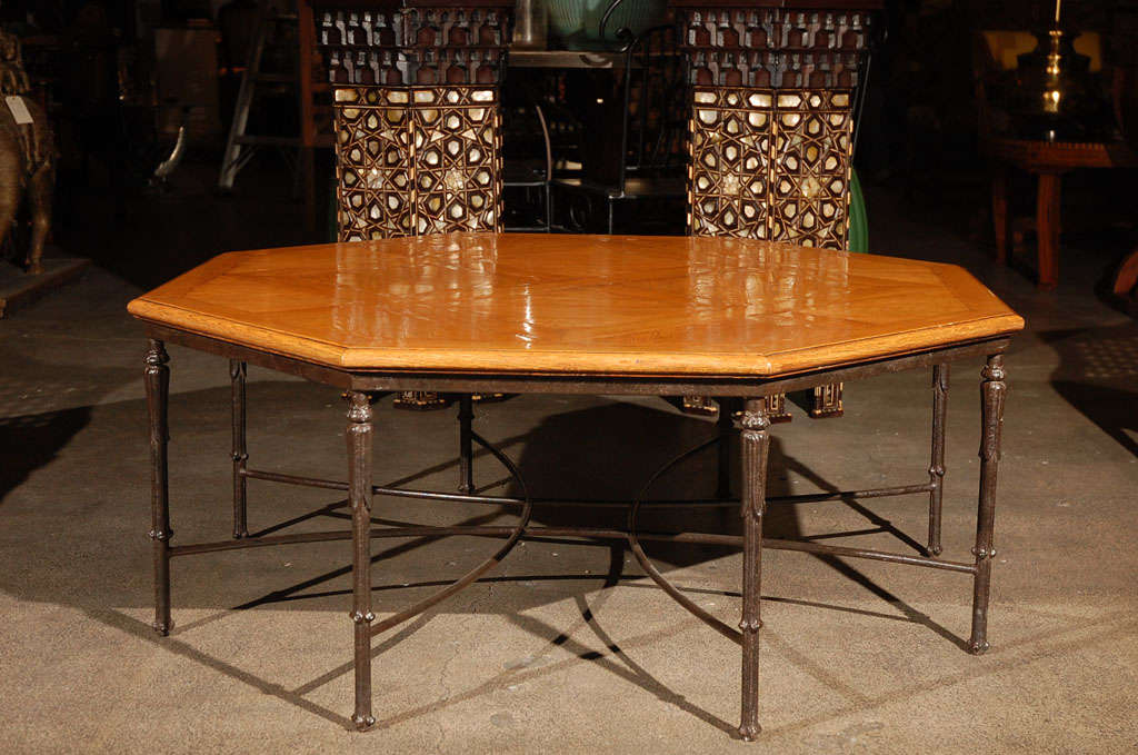 20th Century French Octagonal Coffee table with cast iron base