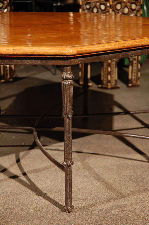 Walnut French Octagonal Coffee table with cast iron base