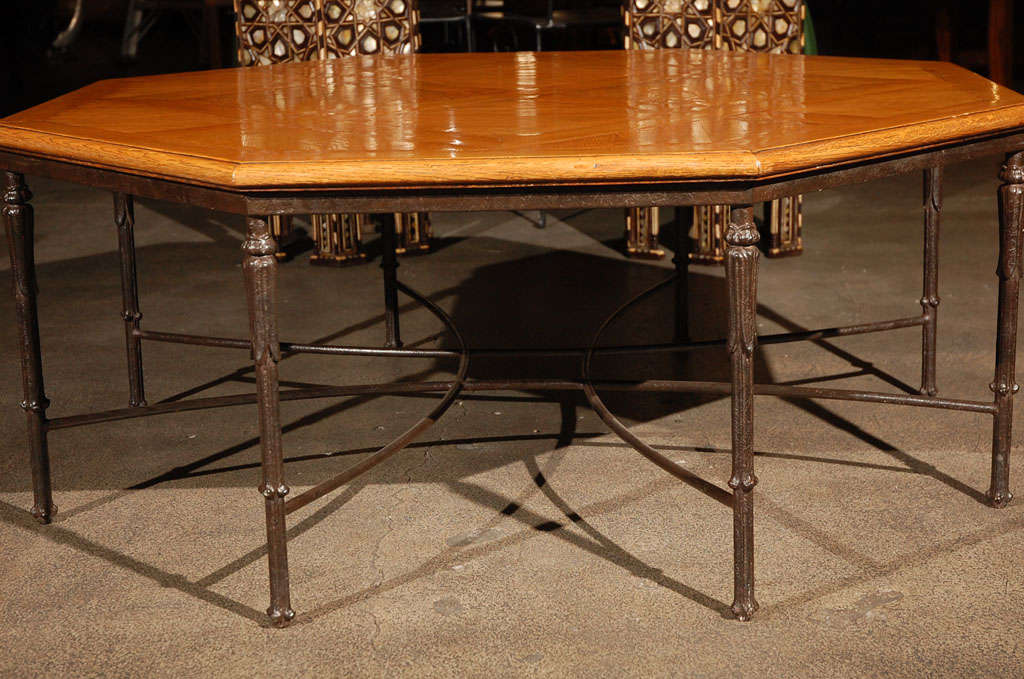 French Octagonal Coffee table with cast iron base 1