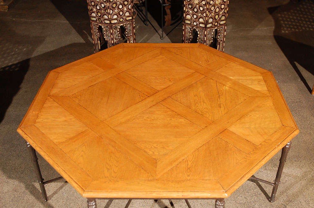 French Octagonal Coffee table with cast iron base 4