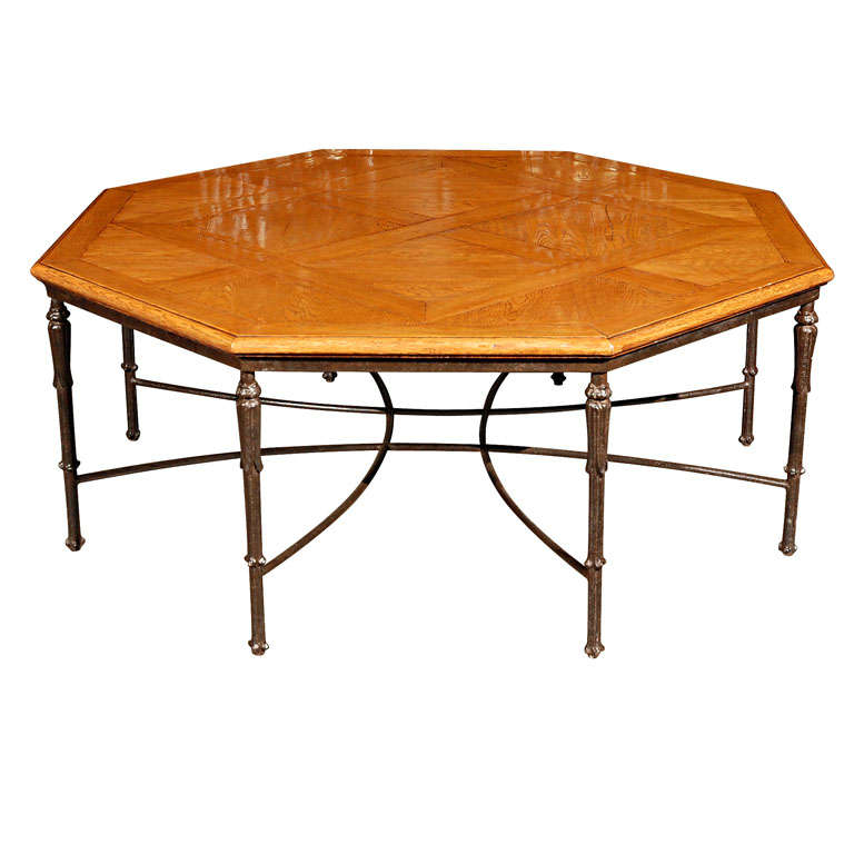 French Octagonal Coffee table with cast iron base