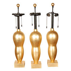 Set of 3 John Hutton For Donghia Goldleaf Table Lamps