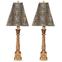 Pair of 19th c Italian candlesticks repurposed as table lamps