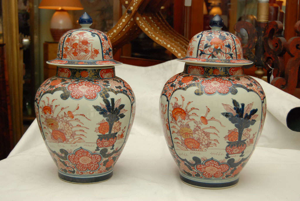 Pair Of Imari Ginger Jars