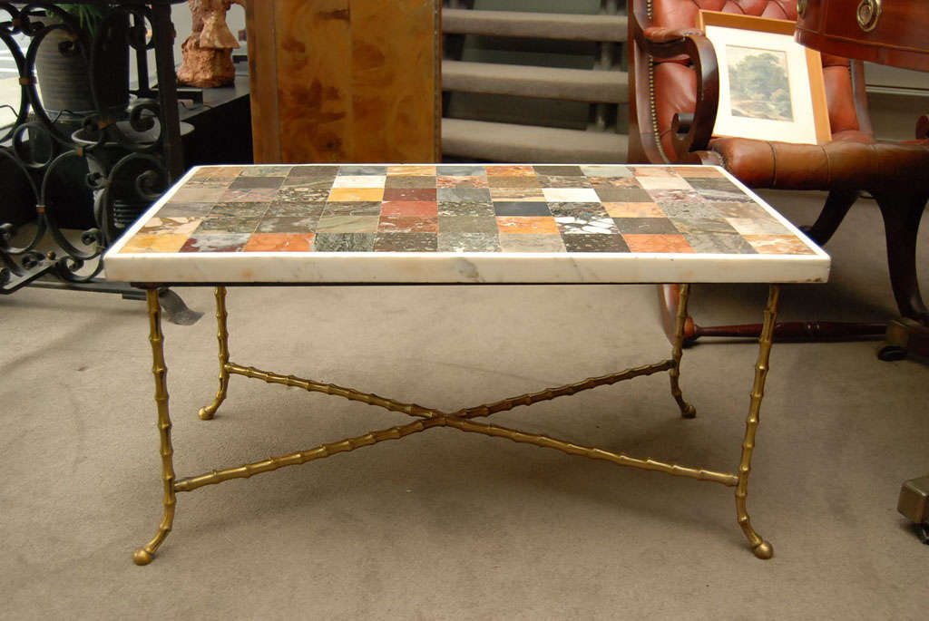 Faux Bamboo Brass Base Table