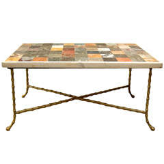 Faux Bamboo Brass Base Table