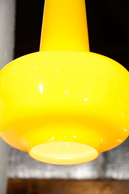 Mid-20th Century Kastrup Holmegaard, Denmark Pendent Lamp Yellow Carnaby Glass