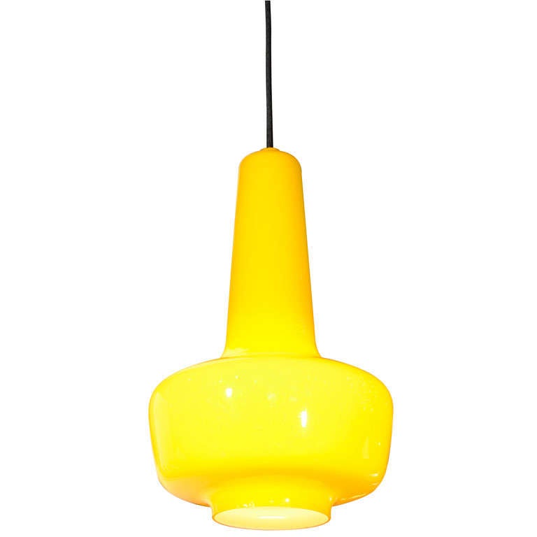 Kastrup Holmegaard, Denmark Pendent Lamp Yellow Carnaby Glass