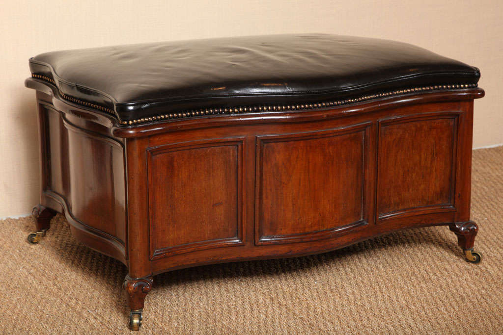 Old Mahogany Serpentine Shaped Ottoman