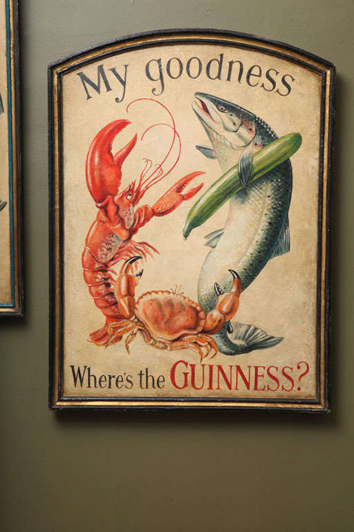 Old Hand Painted Wood Guinness Pub Sign - 