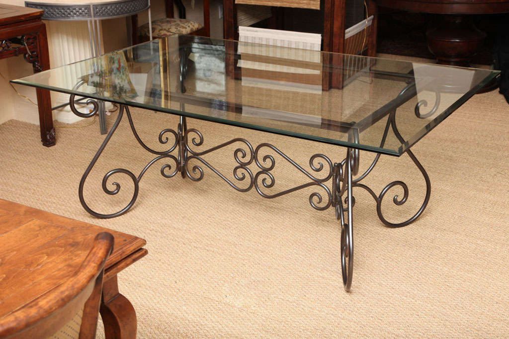 19th Century Polish Steel Table w/ Glass Top
