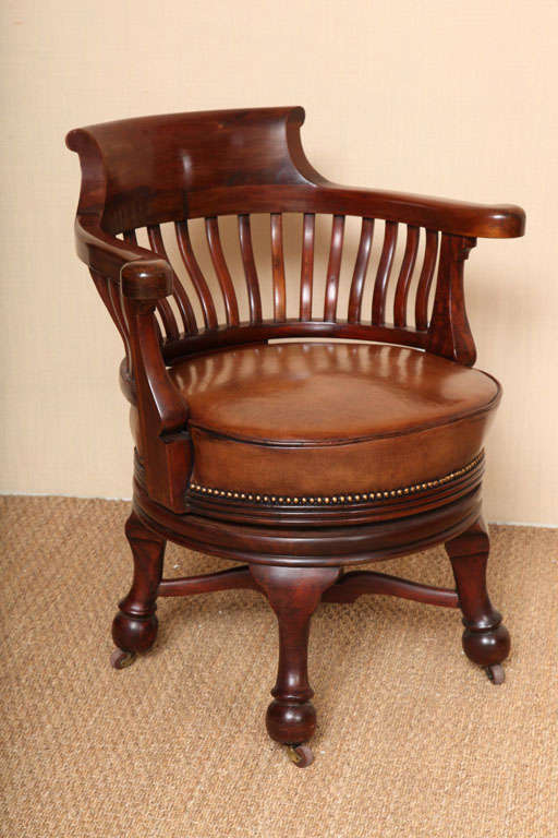 19th Century Mahogany Swivel Desk Chair