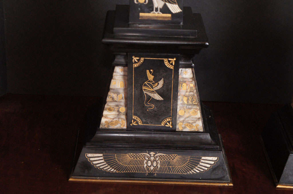 Late 19th Century A Fine Pair of  French Marble and Onyx Decorative Obelisks
