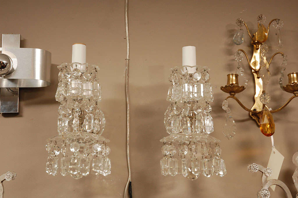 Pair of Traditional  Lead Crystal Sconces