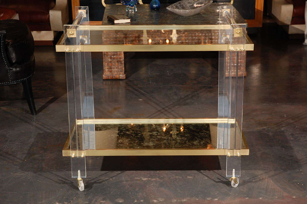 Lucite and Brass Tea Cart attributed to Karl Springer 2