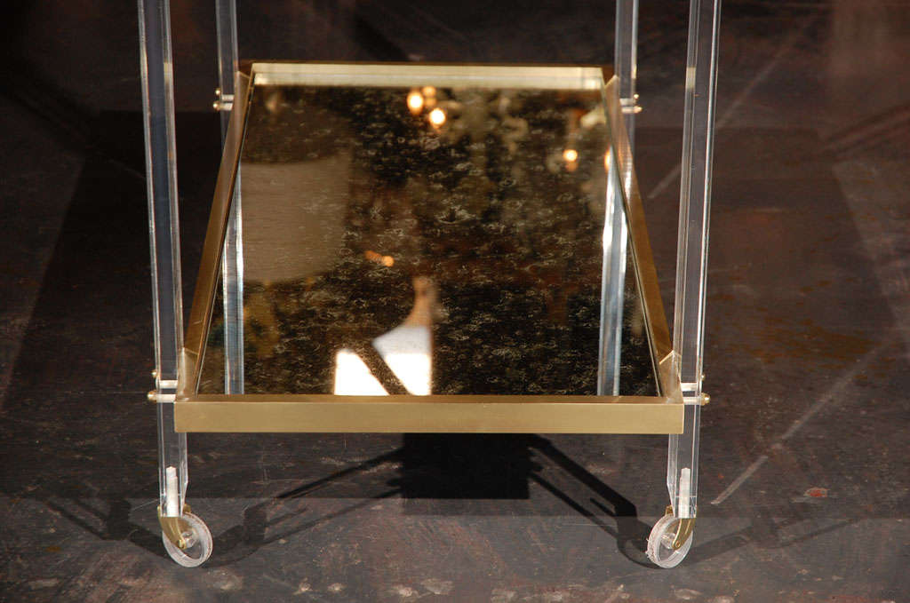 Lucite and Brass Tea Cart attributed to Karl Springer 5