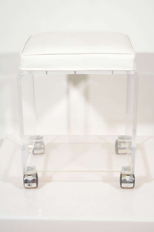 Mid Century Lucite Rolling Stool 2