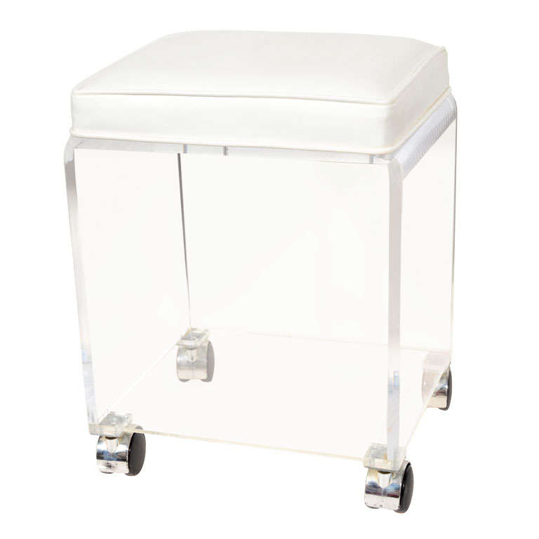 Mid Century Lucite Rolling Stool