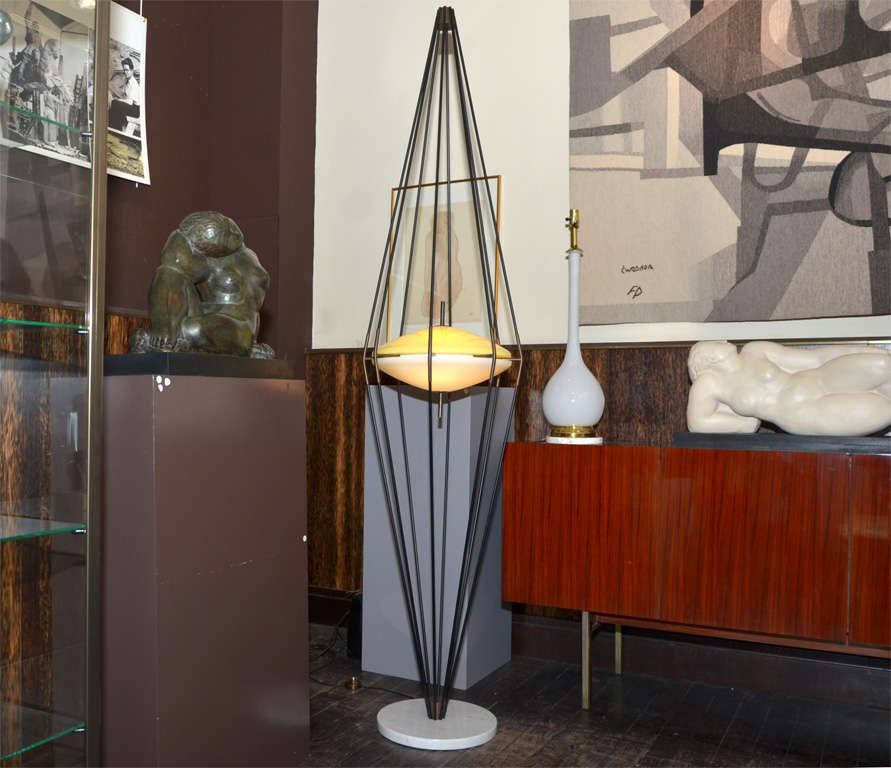 Modern Ufo Floor Lamp, circa 1958, in the Style of Angelo Lelli, Italy For Sale