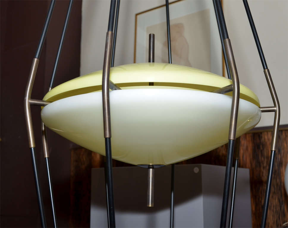 Marble Ufo Floor Lamp, circa 1958, in the Style of Angelo Lelli, Italy For Sale