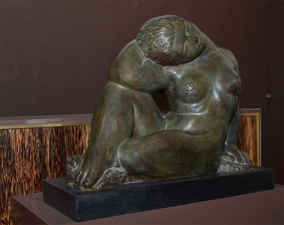 Patinated Sculpture in Bronze by René Letourneur 