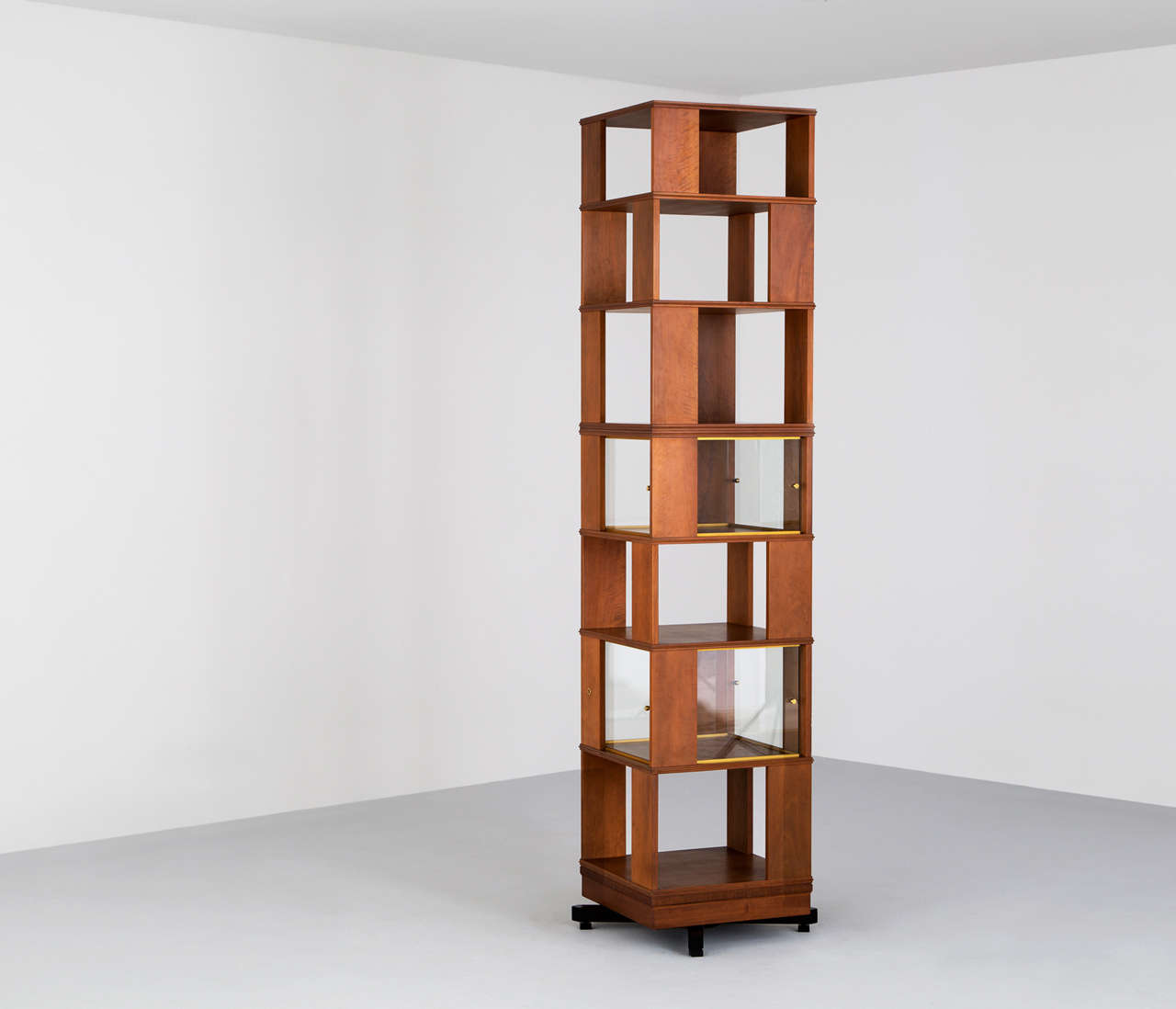 Mid-Century Modern Italian Tall Swiveling Bookcase