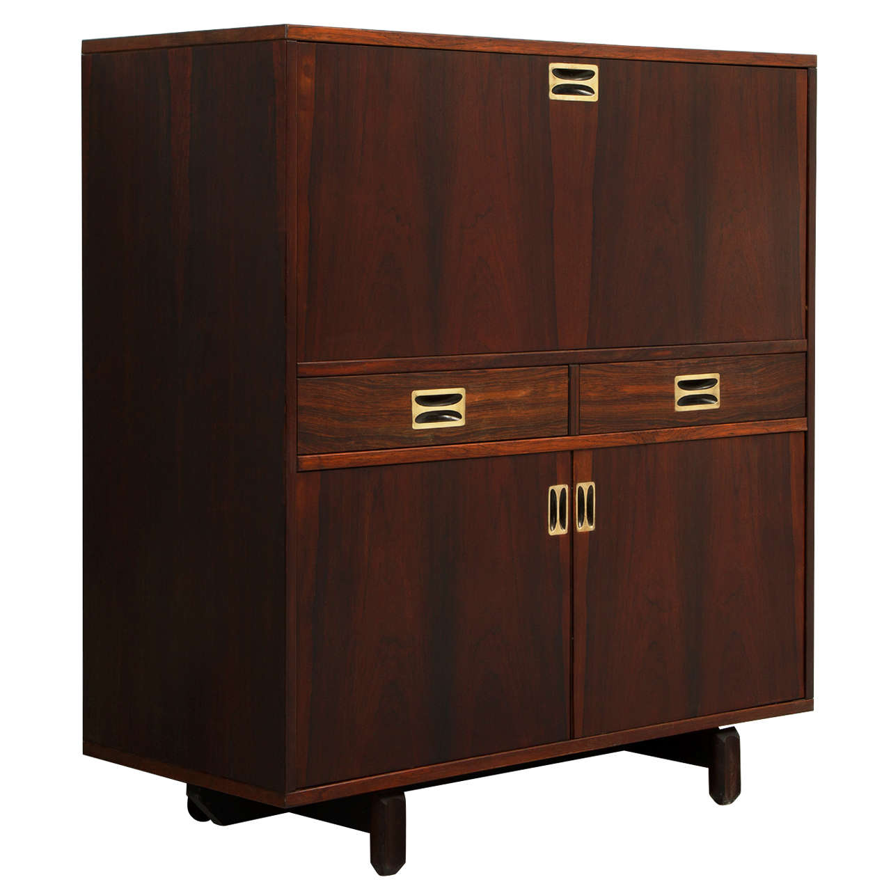 High Italian Rosewood Sideboard with Solid Brass Handles