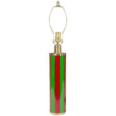 Midcentury Single Piero Fornasetti Green and Red Stripe Table Lamp